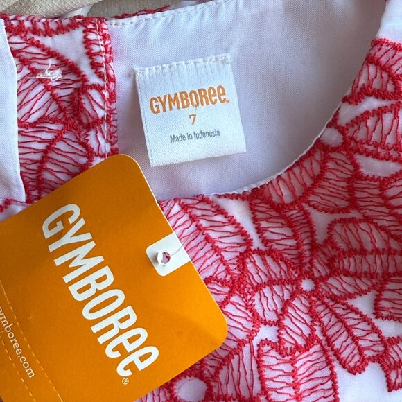 Gymboree Girls Dress Size 7 Red Floral Lace Sleeveless A-Line Style - Picture 6 of 8